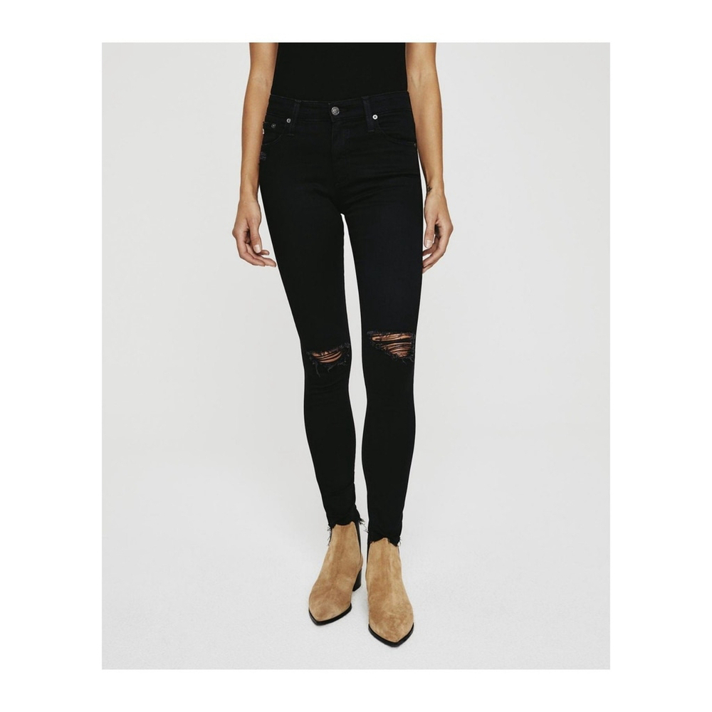 AG Jeans Farrah Skinny Ankle High Rise Black Distressed Size 31R